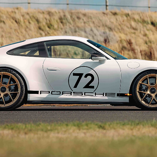 Calcomanía lateral de vinilo estilo racing 72 para Porsche 911 GT3