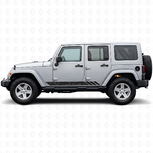 Calcomanía lateral de vinilo con franjas de estilo topográfico para Jeep Wrangler JK 2007-2018_1
