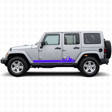 Vinilo lateral con rayas finas y montaña para Jeep Wrangler JK 2007-2018_2