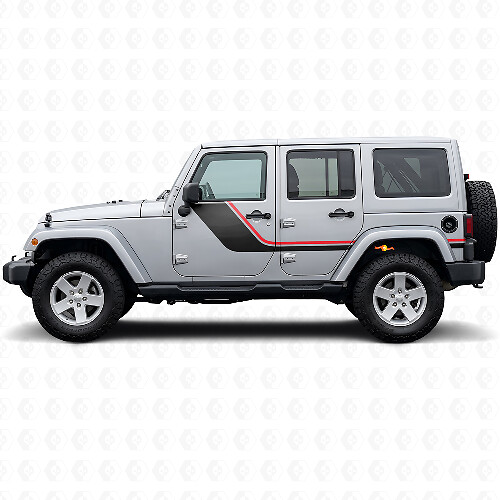 Vinilo lateral con franjas gemelas para Jeep Wrangler JK 2007-2018