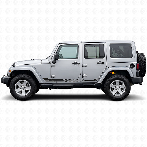 Calcomanía de vinilo con franjas laterales de bandera a cuadros para Jeep Wrangler JK 2007-2018