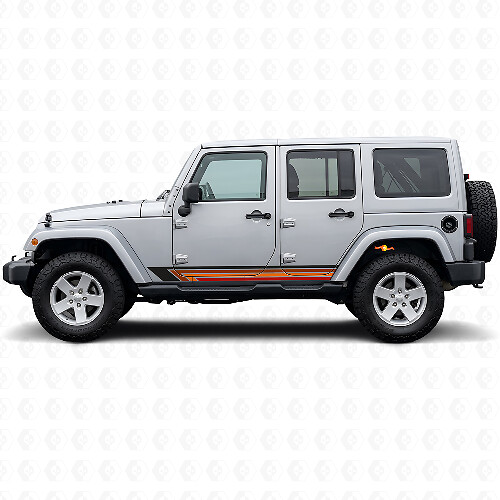 Vinilos Laterales de Rayas Rectas Vintage para Jeep Wrangler JK 2007-2018_1