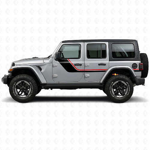 Calcomanía lateral de rayas gemelas para Jeep Wrangler JL 2018+_1