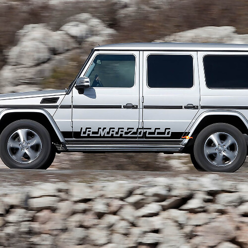 Calcomanía de vinilo lateral con franjas Racing personalizadas para Mercedes-Benz Clase G_1