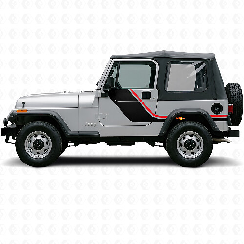 Calcomanía de vinilo lateral de rayas gemelas para Jeep Wrangler YJ 1987-1995_1