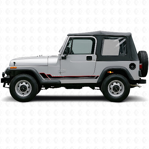 Vinilo adhesivo de franjas gemelas para paneles laterales para Jeep Wrangler YJ 1987-1995_1