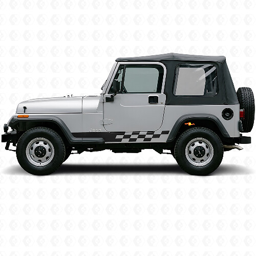 Vinilo lateral con rayas a cuadros para Jeep Wrangler YJ 1987-1995