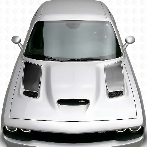 Kit de pegatinas de vinilo para inserto de ventilación en capó con raya contorno blackout para Dodge Challenger 2015+_1
