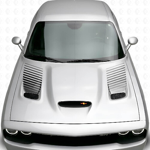 Kit de Calcomanías de Vinilo con Inserto de Ventilación en Capó de Rayas Desvanecidas para Dodge Challenger 2015+_1