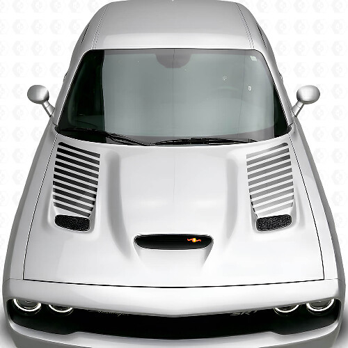 Kit de calcomanías de vinilo para inserto de ventilación en capó con rayas para Dodge Challenger 2015+_1