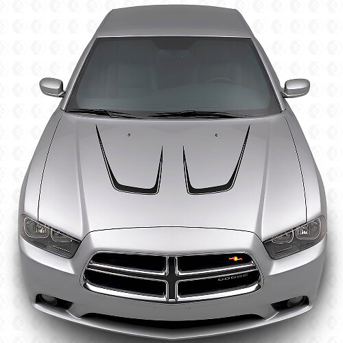 Kit de Vinilo de Franjas en Capó con Doble Curvatura 2 para Dodge Charger 2011-2014_1