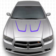 Kit de vinilos con rayas gemelas curvadas para capó 3 para Dodge Charger 2011-2014_2