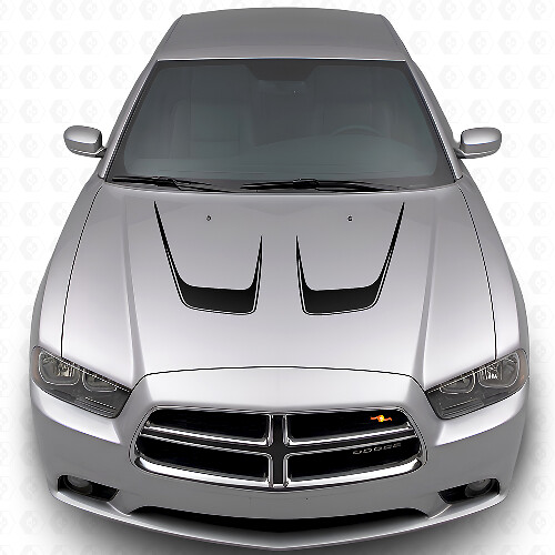 Vinilo adhesivo de franjas curvas dobles para capó para Dodge Charger 2011-2014_1