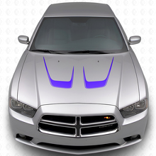 Vinilo adhesivo de franjas curvas dobles para capó para Dodge Charger 2011-2014_2