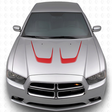 Vinilo adhesivo de franjas curvas dobles para capó para Dodge Charger 2011-2014_3