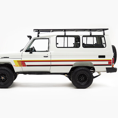 Juego de calcomanías vinílicas de franjas laterales estilo vintage para Toyota Land Cruiser J75