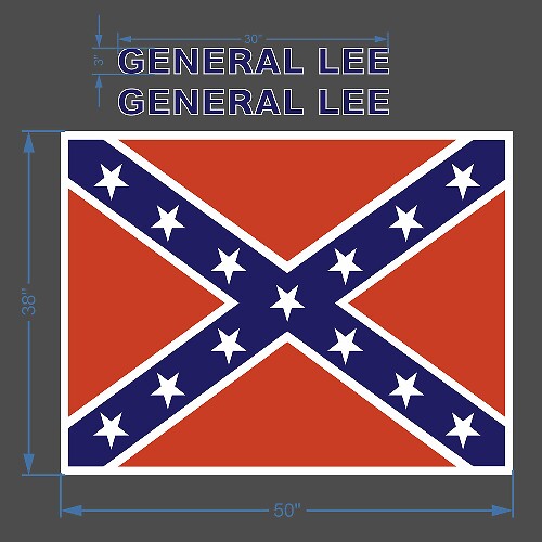 Pegatina de vinilo con la bandera y letras del General Lee