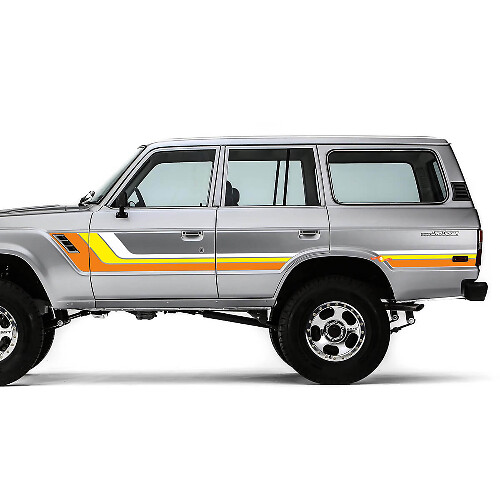 Kit de vinilos con franjas laterales estilo vintage para Toyota Land Cruiser 1986_1