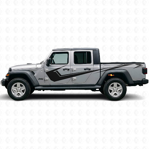 Kit de calcomanías de vinilo con franjas laterales angulares para Jeep Gladiator 2020-27_1