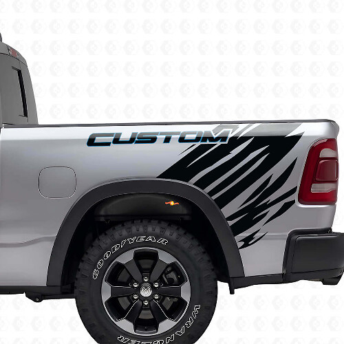 Kit de vinilo con contorno personalizado estilo grunge para la parte trasera lateral de Dodge Ram_1