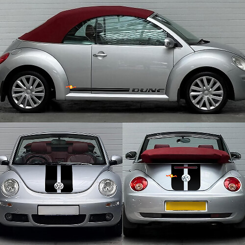 Kit de Calcomanías de Vinilo con Rayas Gemelas Estilo Duna para Capó, Maletero y Laterales para Volkswagen Beetle Cabriolet_1