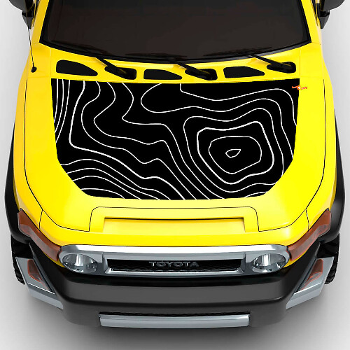 Kit de vinilos para capó y laterales con diseño de mapa topográfico para Toyota FJ Cruiser_1