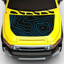 Kit de vinilos para capó y laterales con diseño de mapa topográfico para Toyota FJ Cruiser_3