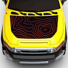 Kit de vinilos para capó y laterales con diseño de mapa topográfico para Toyota FJ Cruiser_5