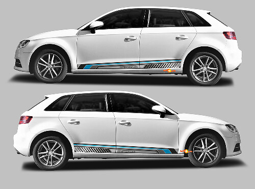 Kit de adhesivos de vinilo de rayas laterales A3 Sport Techno Style para Audi A3 Sportback