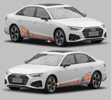 Kit de calcomanías de vinilo con franjas laterales estilo A4 para Audi A4_2