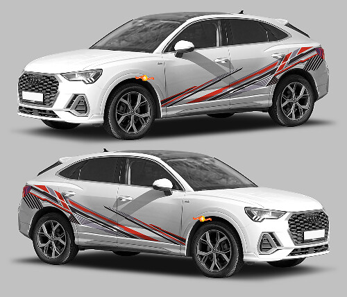 Kit de calcomanías de vinilo con franjas laterales estilo Techno para Audi Q3 2019