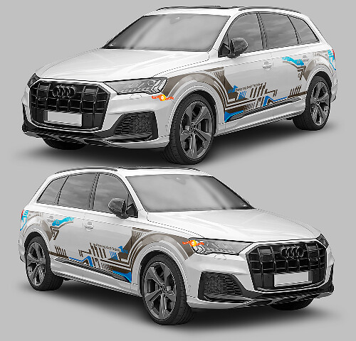 Kit de Calcomanías de Vinilo con Rayas Laterales de Estilo Gráfico Tecnológico para Audi Q7