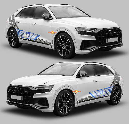 Kit de calcomanías de vinilo con franjas laterales de estilo gráfico techno para Audi Q8