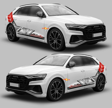 Kit de calcomanías de vinilo con franjas laterales de estilo gráfico techno para Audi Q8_2