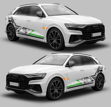 Kit de calcomanías de vinilo con franjas laterales de estilo gráfico techno para Audi Q8_3