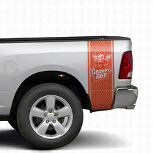 Kit de pegatinas de vinilo estilo panal de abeja grimosa para las franjas junto a la cama de camión Dodge Ram_2