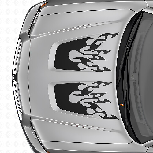 Kit de vinilo con franjas dobles estilo llama para capó para Dodge Charger