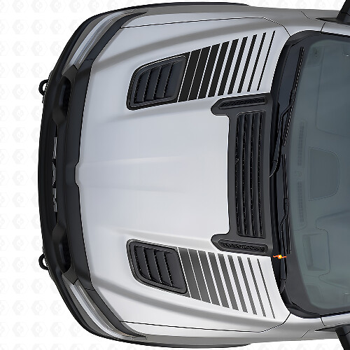 Juego de calcomanías de vinilo de rayas de ventilación en el capó con doble estroboscópico para Dodge Ram Sport 2019+_1