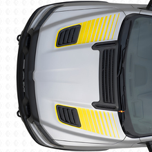 Juego de calcomanías de vinilo de rayas de ventilación en el capó con doble estroboscópico para Dodge Ram Sport 2019+_5