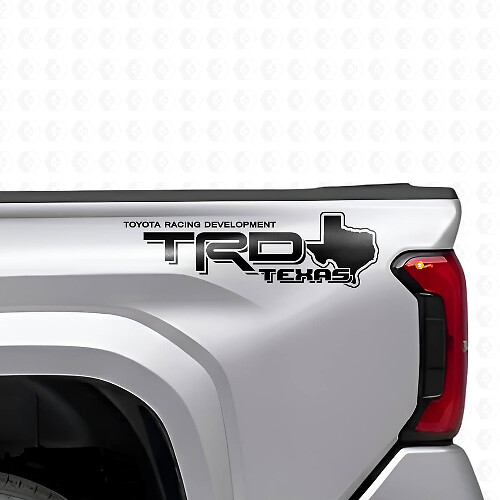 Par de adhesivos laterales de vinilo con mapa de Texas estilo TRD para camiones Toyota_1
