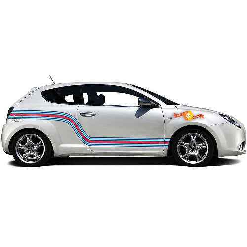 Kit de adhesivos de vinilo con franjas laterales curvas estilo competición para Alfa Romeo