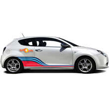 Kit de adhesivos de vinilo con franjas laterales curvas estilo competición para Alfa Romeo_3