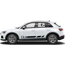 Juego de adhesivos vinilo con franjas laterales y logo Q3 para Audi Q3_2