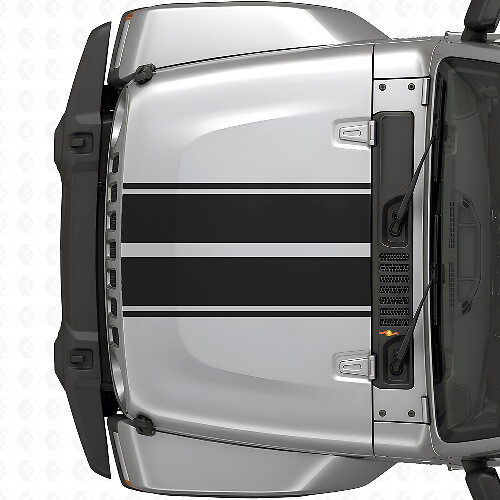 Vinilo adhesivo con rayas de contorno dobles para capó para Jeep Wrangler 2007+_1