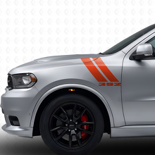 Kit de calcomanías de vinilo con rayas dobles 392 para guardabarros delantero para Dodge Durango 2011+_4