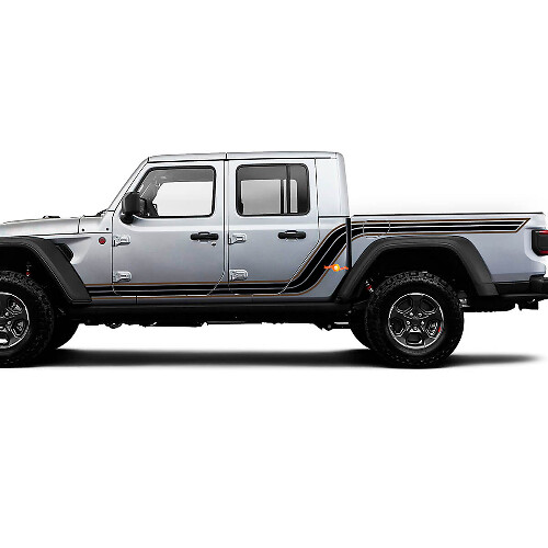 Kit de pegatinas de vinilo de franjas laterales doble contorno para Jeep Gladiator_1