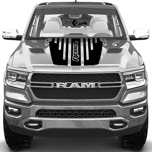 Calcomanía de vinilo con franjas para capó TRX Rebel para Dodge Ram Rebel 2021+
