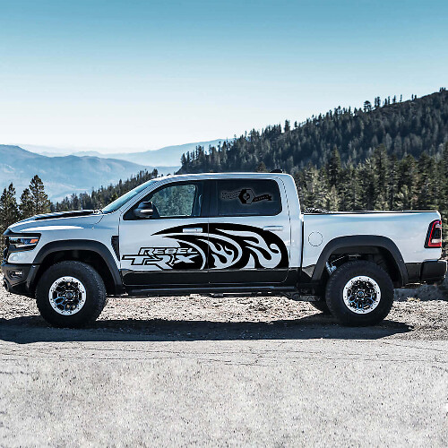 Kit de Pegatinas Laterales Vinilo con Llamas Estilo Tribal para Dodge Ram Rebel TRX 2021+