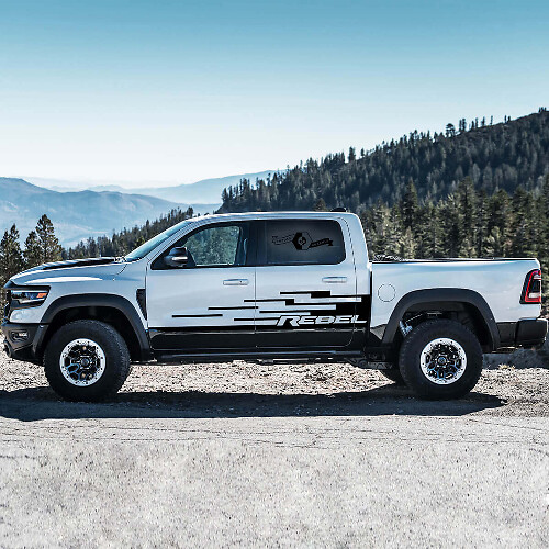 Kit de pegatinas vinilo de franjas laterales estilo escalera para Dodge Ram Rebel TRX 2021+