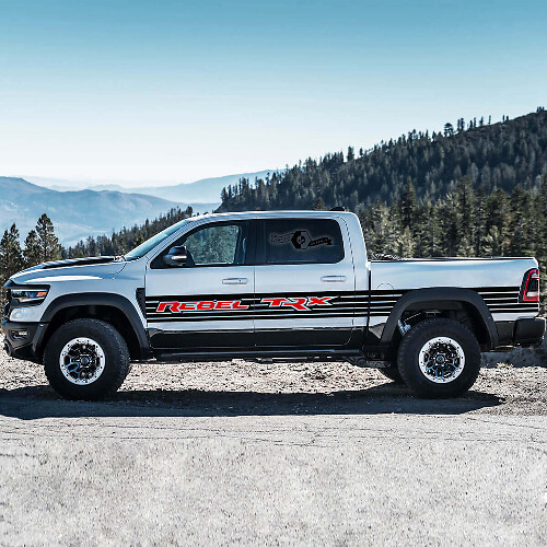 Kit de pegatinas adhesivas de vinilo de franjas laterales Rebel TRX para Dodge Ram Rebel TRX 2021+